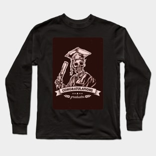 illustration graduation skeleton with ribbon lettering Long Sleeve T-Shirt